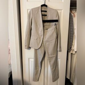 Zara Light Beige Tailored Blazer & Pants Suit
